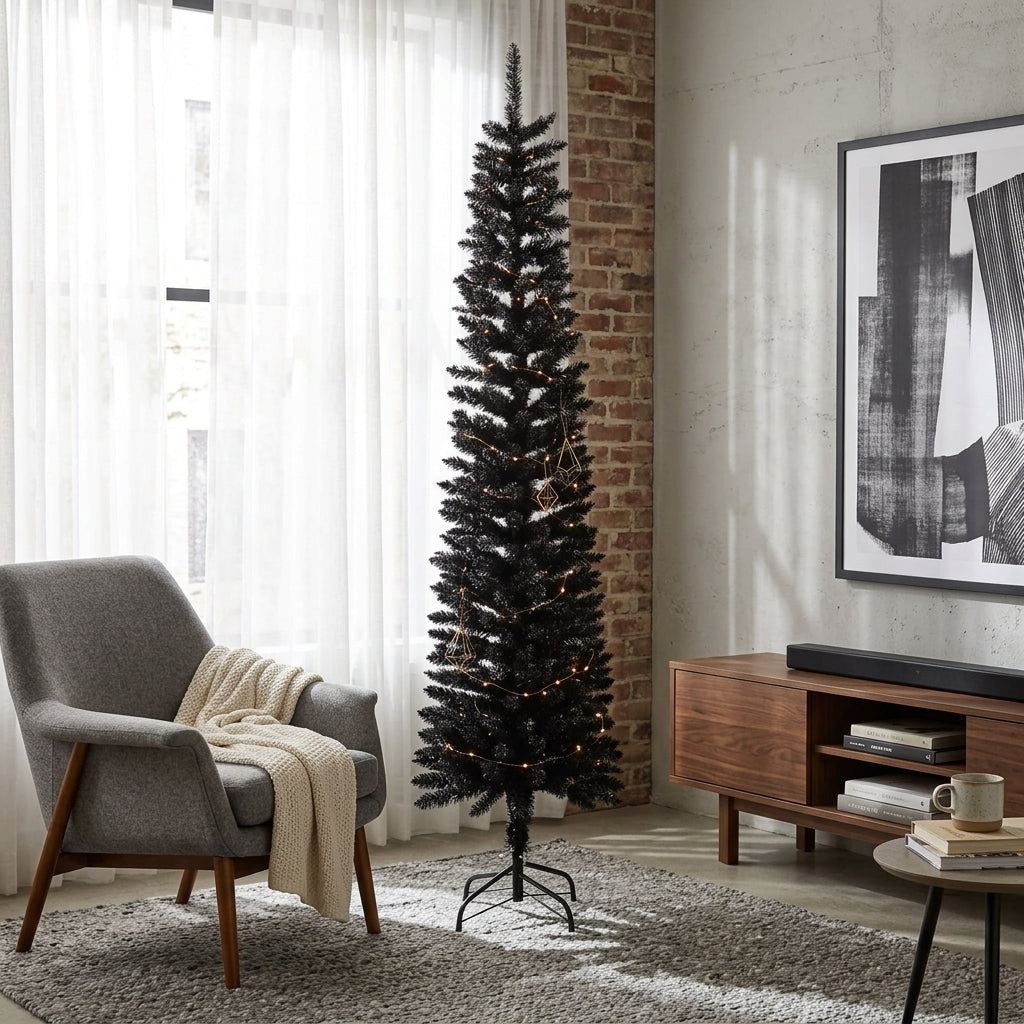 Sapin de Noël artificiel étroit enneigé – Idéal petits espaces