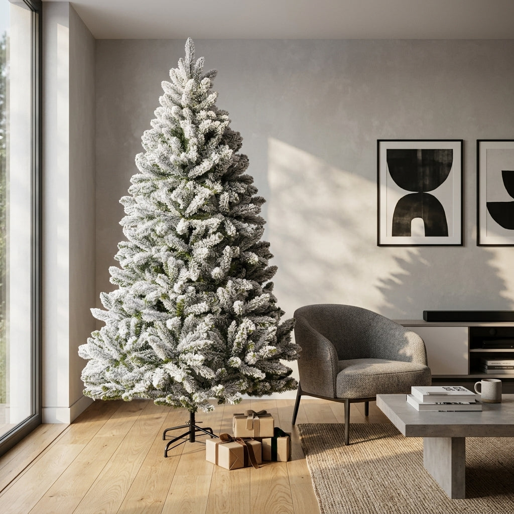 Sapin de Noël artificiel floqué à charnières – Effet neige réaliste