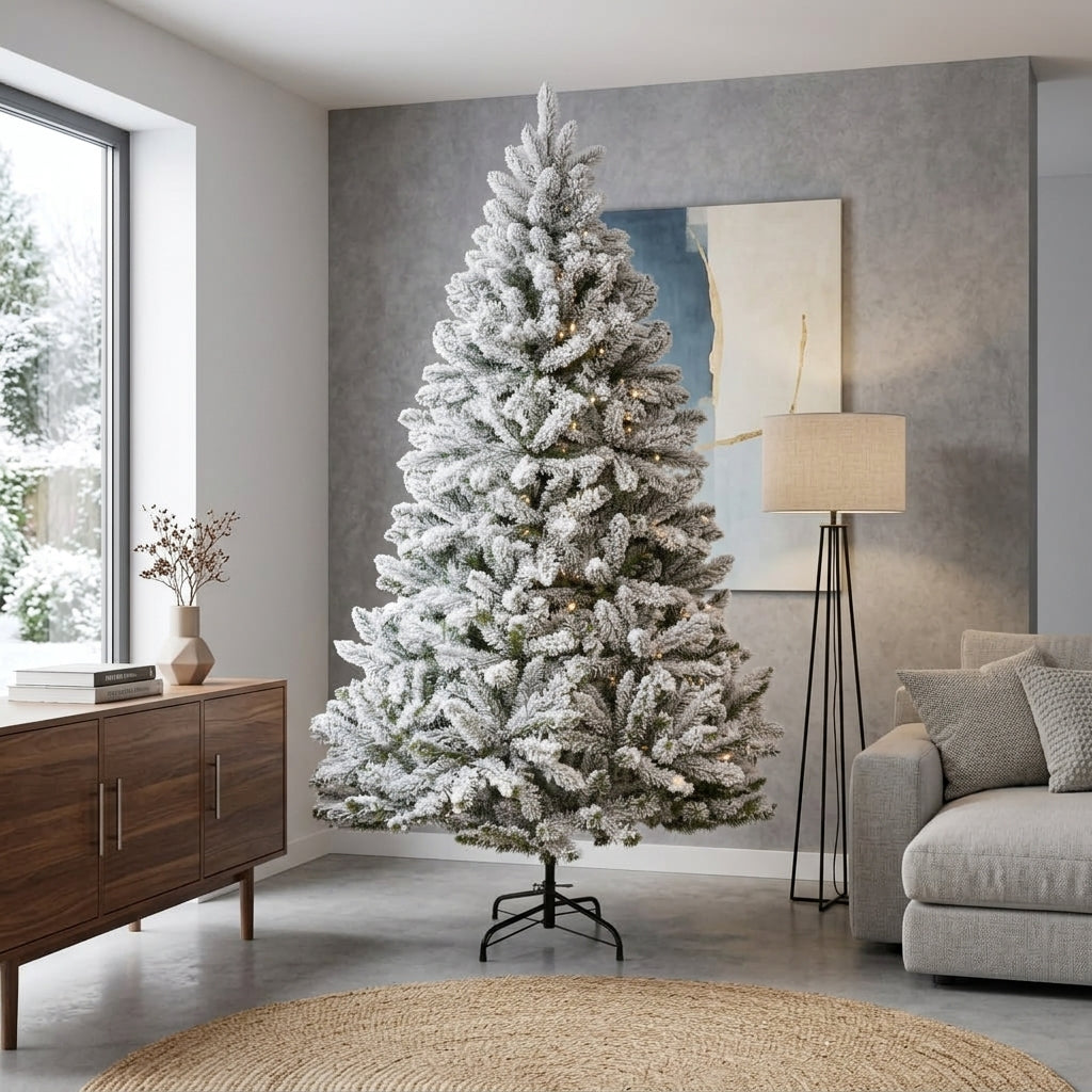 Sapin de Noël artificiel floqué à charnières – Effet neige réaliste