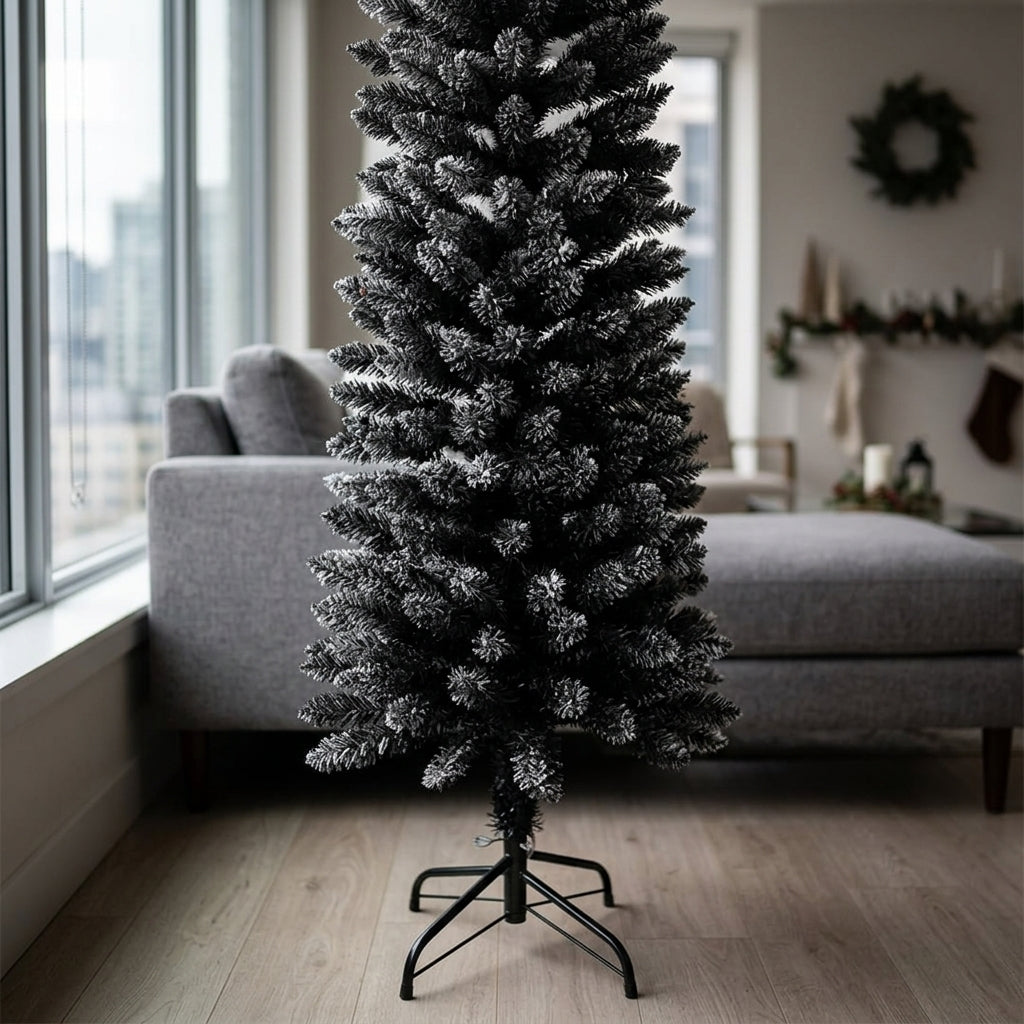 Sapin de Noël artificiel étroit enneigé – Idéal petits espaces
