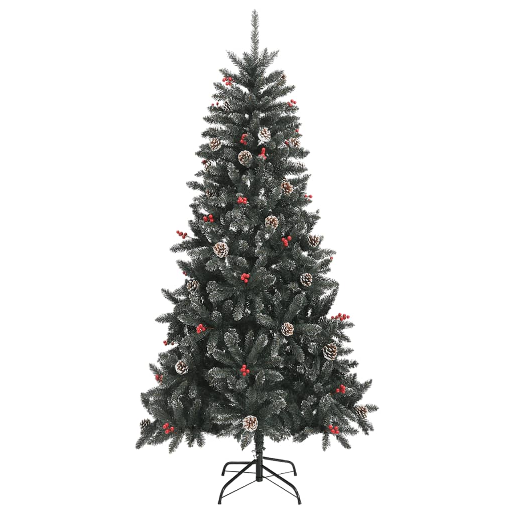 Sapin de Noël artificiel enneigé décoré – Pommes de pin & baies