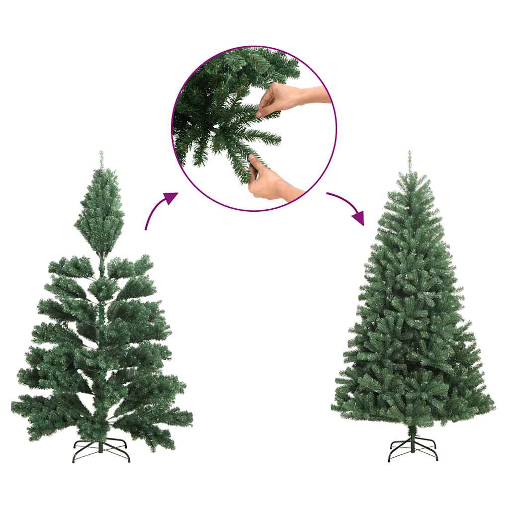 Sapin de Noël artificiel vert à charnières – Réaliste, support inclus