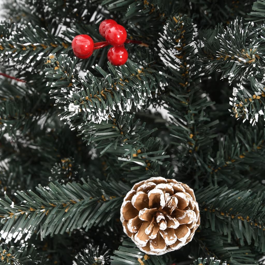 Sapin de Noël artificiel enneigé décoré – Pommes de pin & baies
