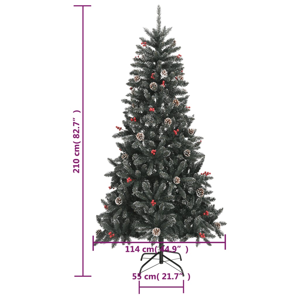 Sapin de Noël artificiel enneigé décoré – Pommes de pin & baies